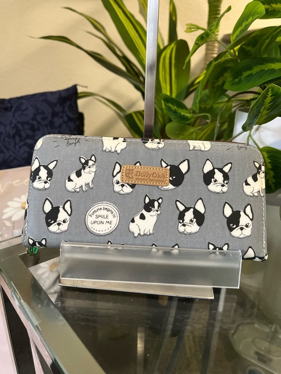 Dolly Club Handbags - Dolly Club Gray Boston Terrier Zip Wallet